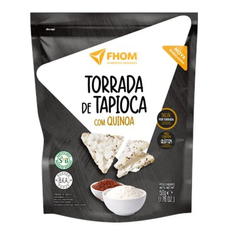 Torrada de Tapioca com Quinoa 50g Vegano Sem Glúten FHOM