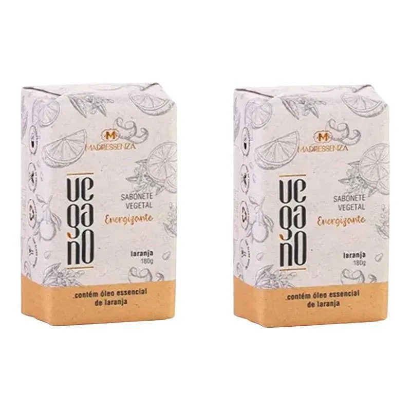 Kit 2 Sabonetes em Barra Vegano Laranja Madressenza 180g
