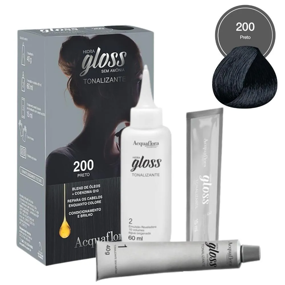 Tonalizante Acquaflora Hidra Gloss 200 Preto