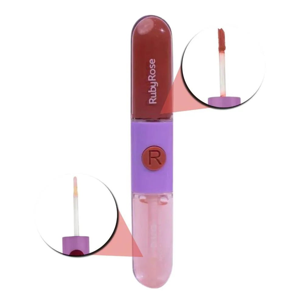Gloss + Batom Líquido Duo Ruby Rose Ld02 9,6g