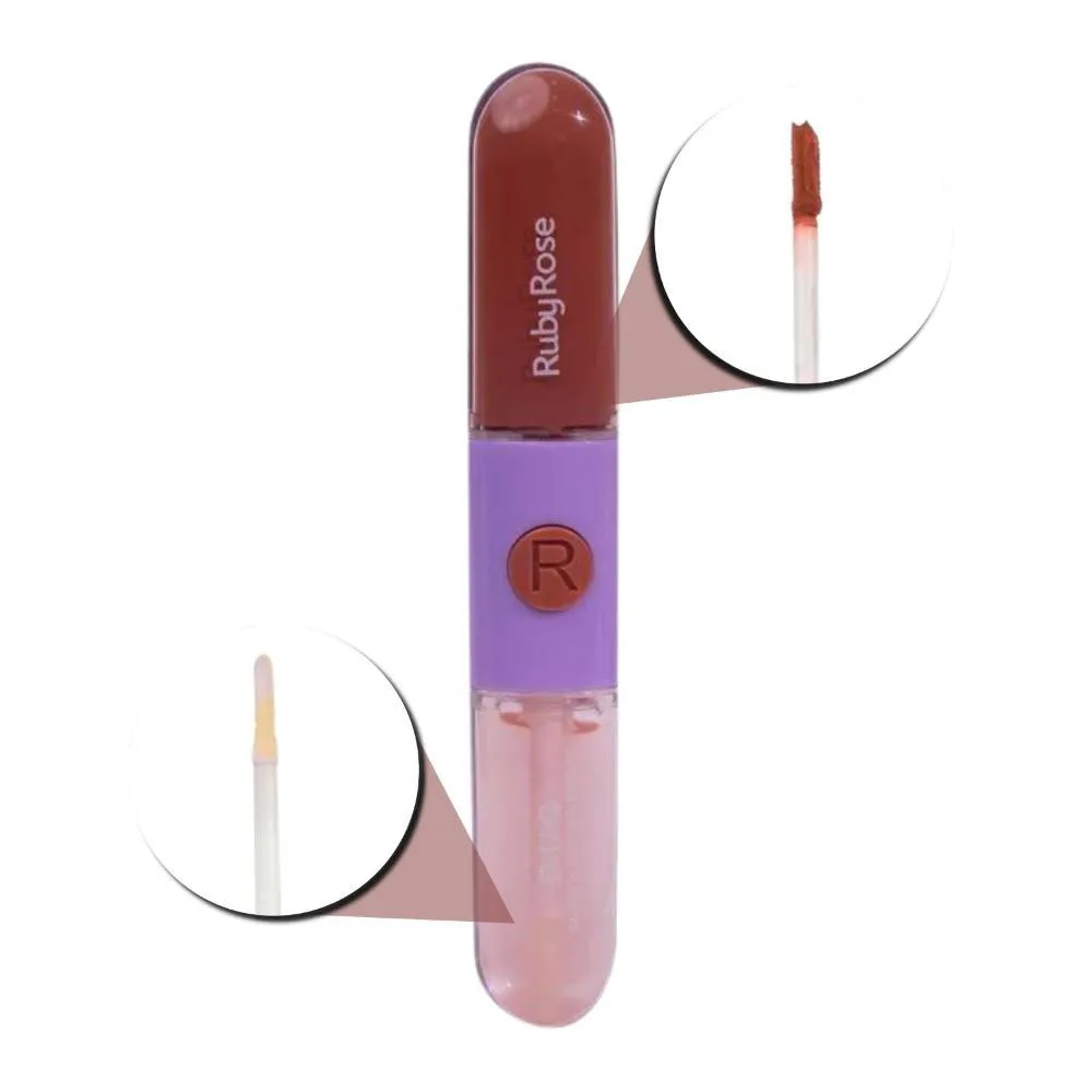 Gloss + Batom Líquido Duo Ruby Rose Ld08 9,6g