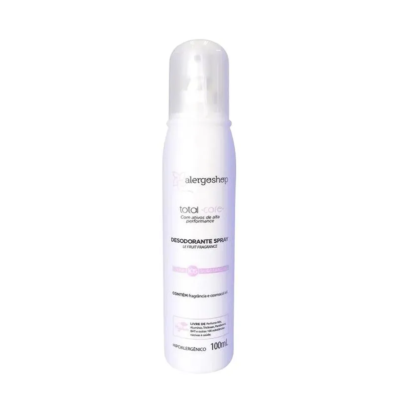 Desodorante Sem Alumínio Spray Alergoshop Total Care Hipoalergênico Sem Perfume 100ml
