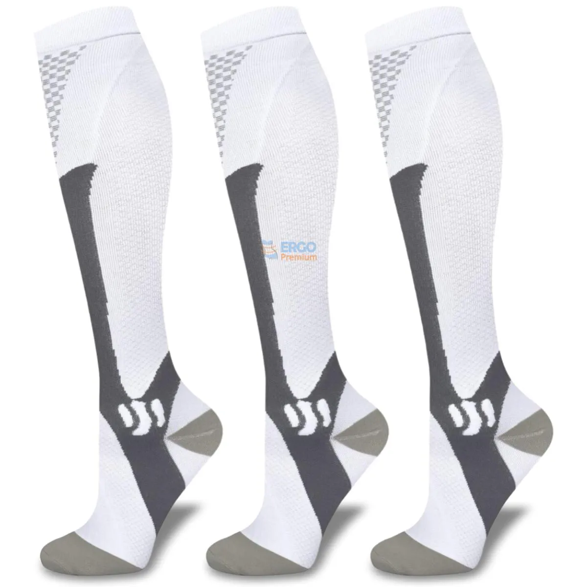 Kit 3 Pares Meia de Compressão Elástica Anti Varizes Trombose Original 1par 41a46 Branco