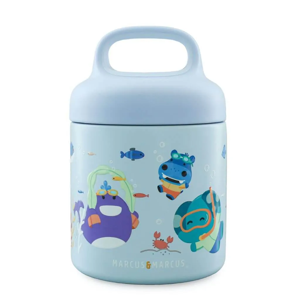 Garrafa Pote com Alça 300ml Sealife Azul - Marcus&marcus