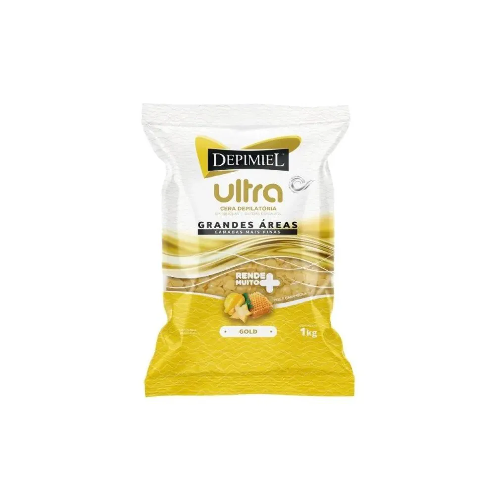 Cera Quente Depilatória em Pérolas Depimiel Ultra Gold Mel 1000gr