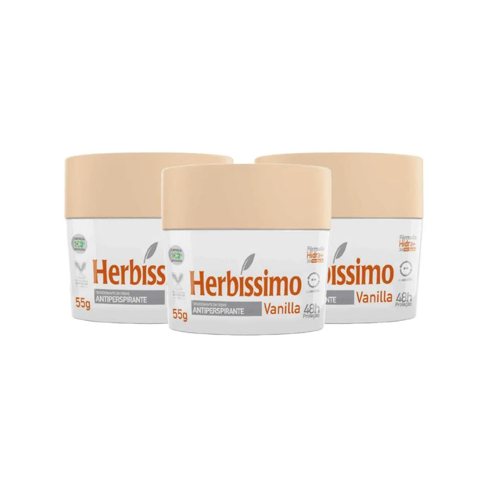 Kit Desodorante Cremoso Herbissimo Vanilla 55gr (3 Unidades)