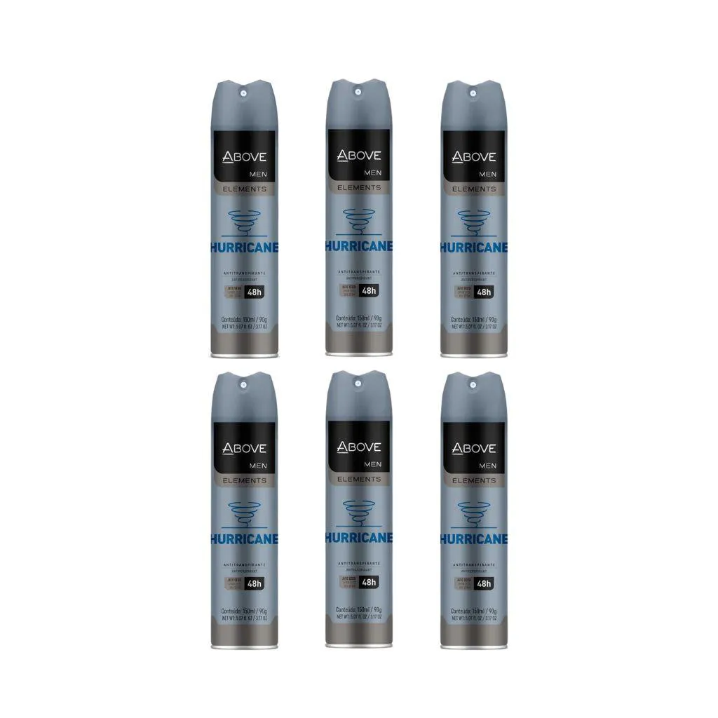 Desodorante Aero Above 150ml Masc Anti Hurricane - Kit 6un