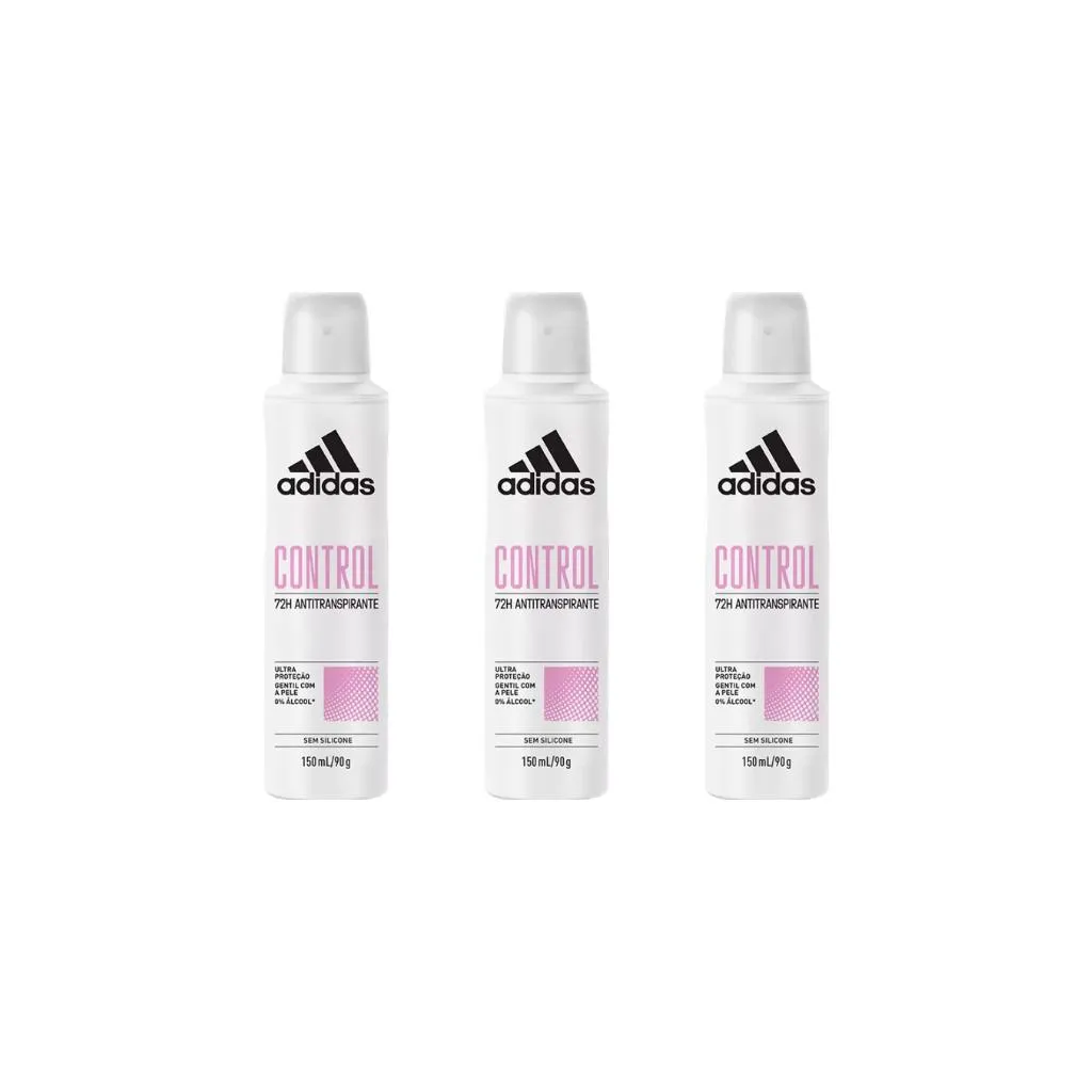 Desodorante Aero Adidas 150ml Fem Control - Kit C / 3un