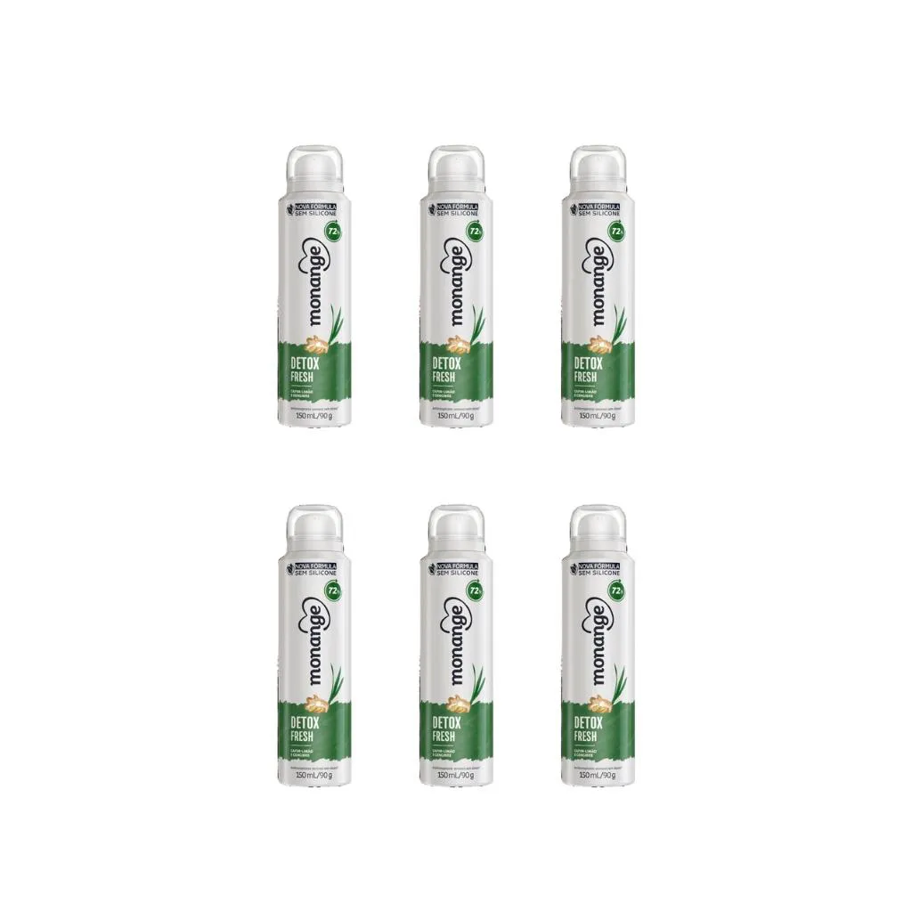Desodorante Aero Monange 150ml Detox - Kit C / 6un