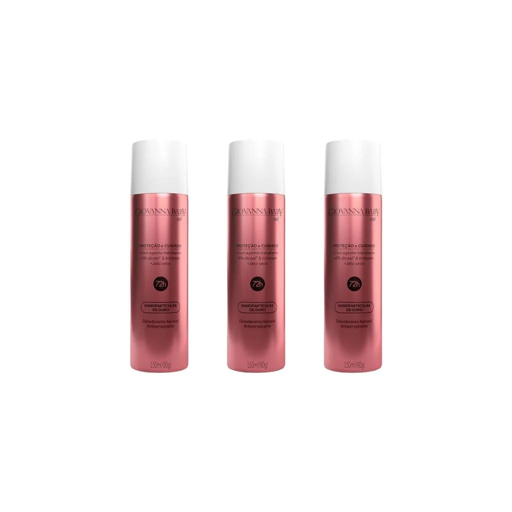 Desodorante Aero Giovanna Baby 150ml Rose - Kit C / 3un