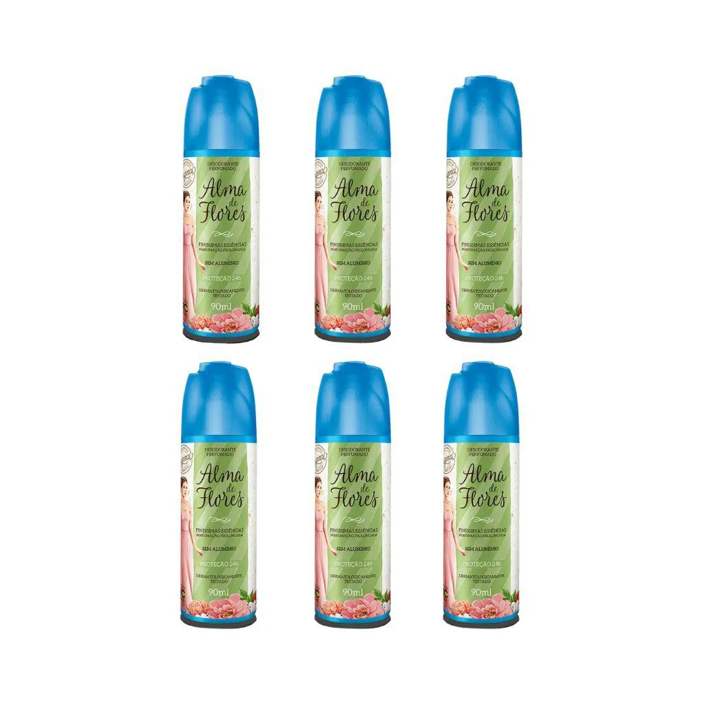 Desodorante Spray Alma de Flores Essências Finíssimas 90ml - Kit C / 6un