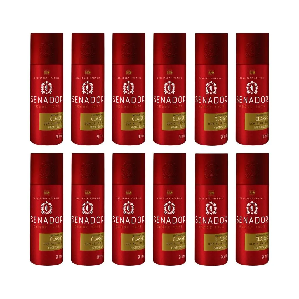 Desodorante Spray Senador Classic 90ml - Kit C / 12un