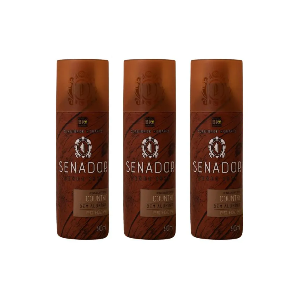 Desodorante Spray Senador Country 90ml - Kit C / 3un