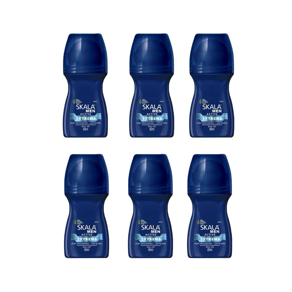 Desodorante Roll - On Skala 60ml Masculino Extreme - Kit C / 6un