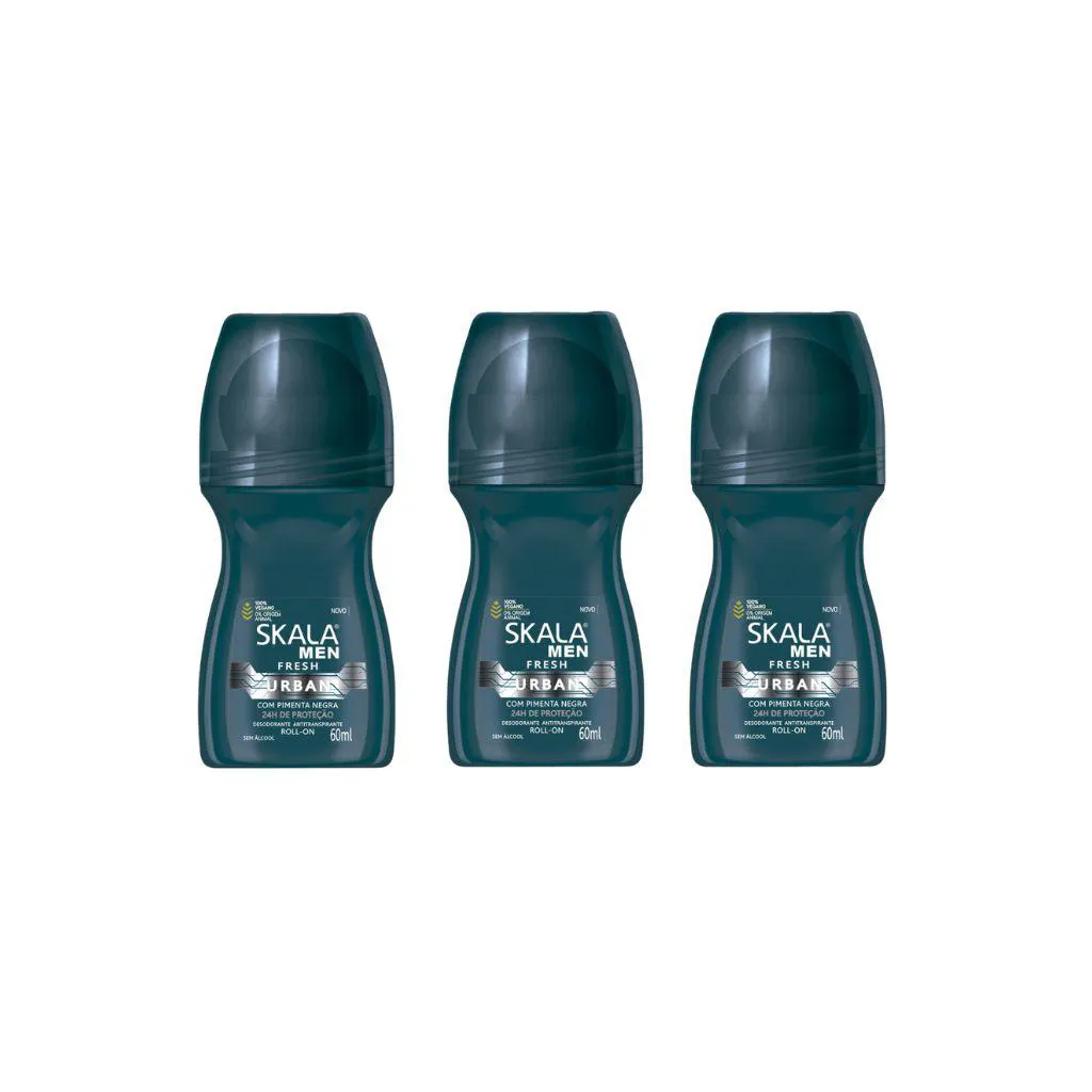 DESODORANTE ROLL-ON SKALA 60ML MASCULINO FRESH URBAN - KIT C/3UN