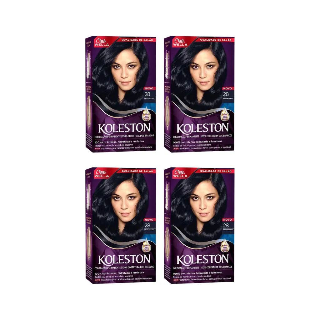 Coloraçao Koleston 28 Preto Azulado - Kit C / 4un