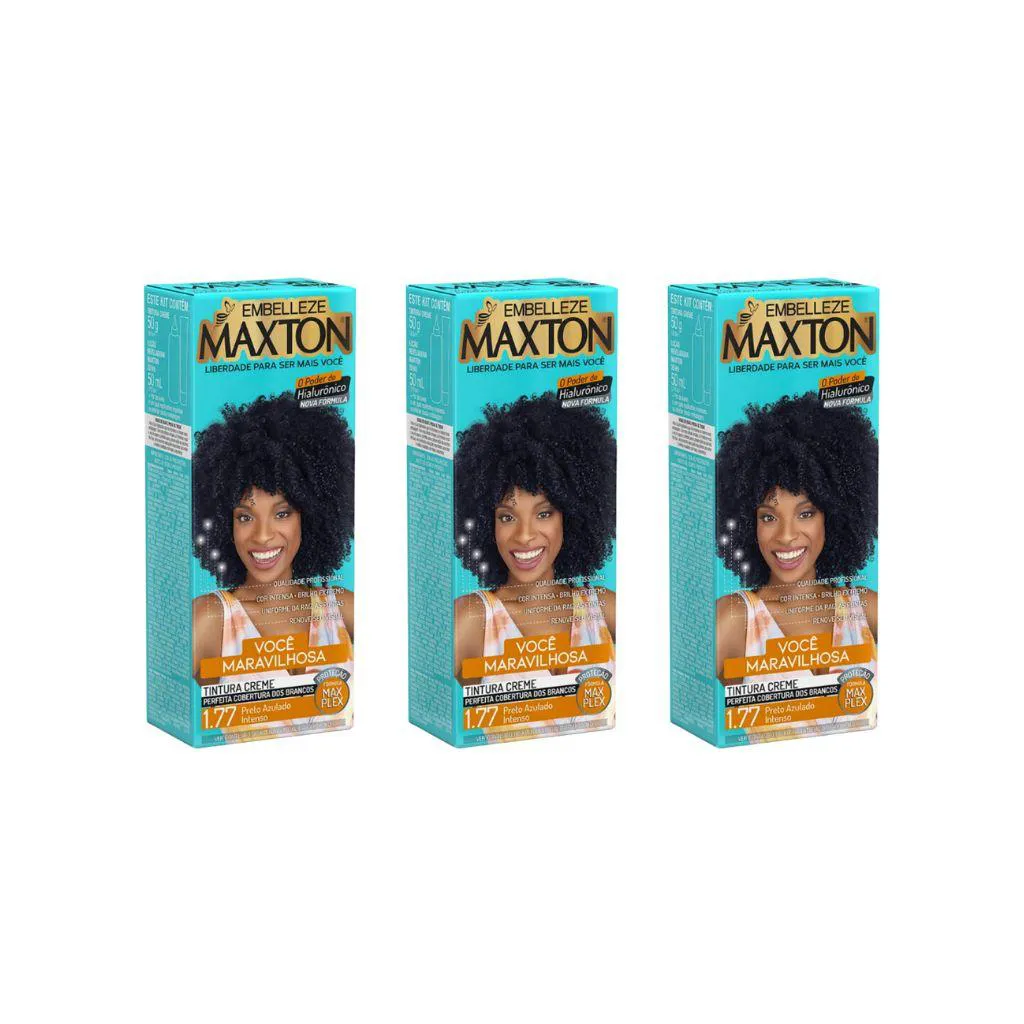 Coloraçao Maxton 1.77 Preto Azulado Intenso - Kit C / 3un