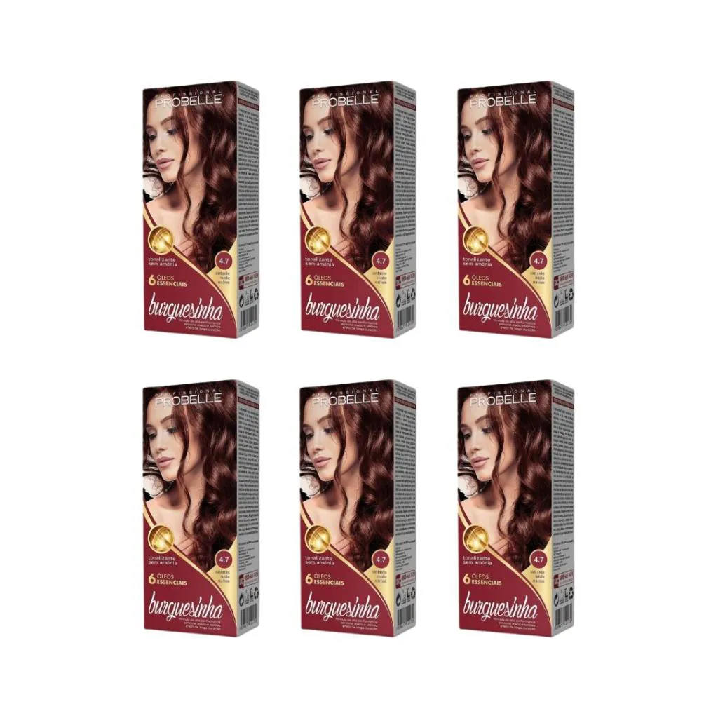 Coloraçao Probelle Burguesinha 4.7 Cast Med Marrom - Kit C / 6un