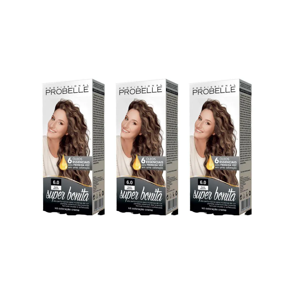 Coloraçao Probelle Super Bonita 6.0 Louro Escuro - Kit C / 3un