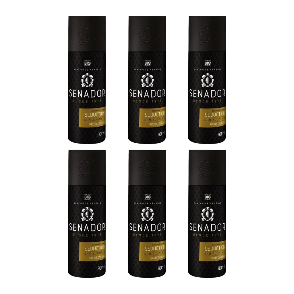 Desodorante Spray Senador Seduction 90ml - Kit C / 6un