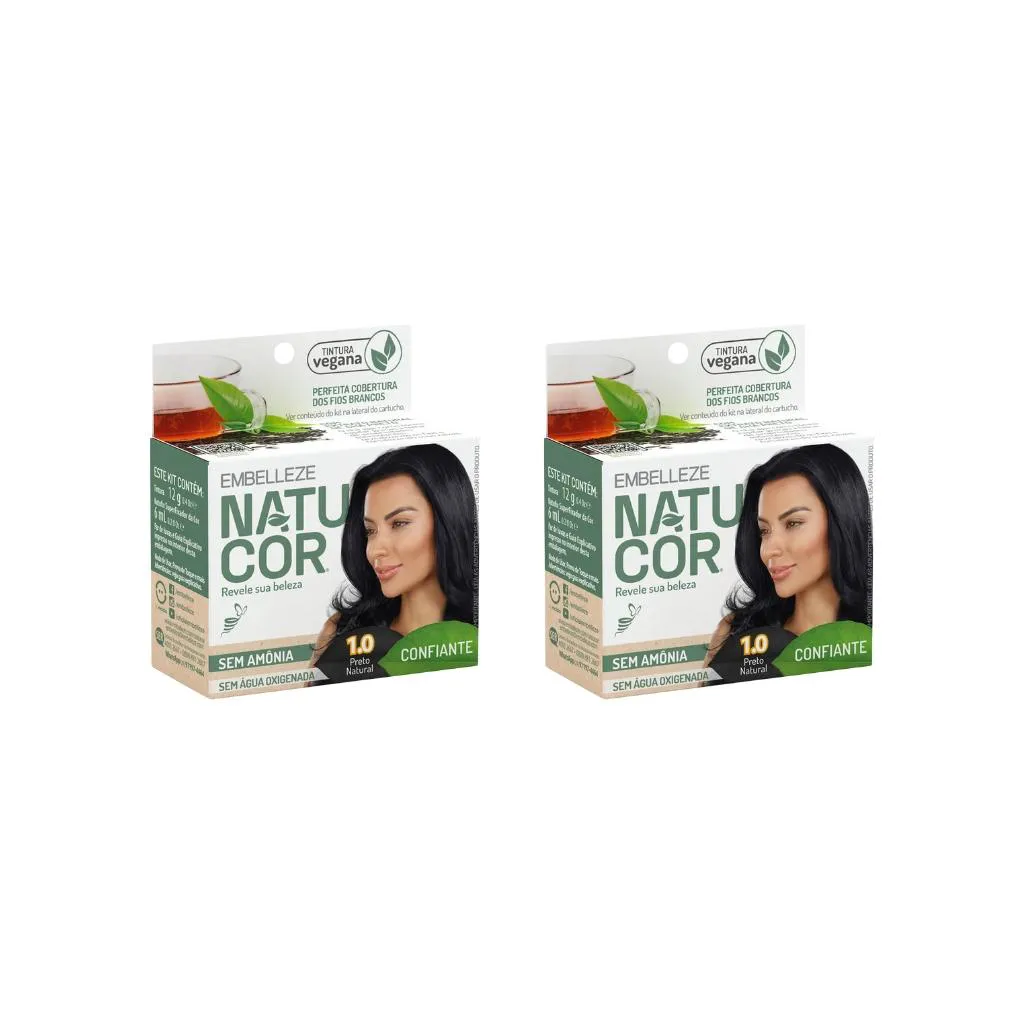 Coloraçao Natucor 1.0 Preto Natural - Kit C / 2un