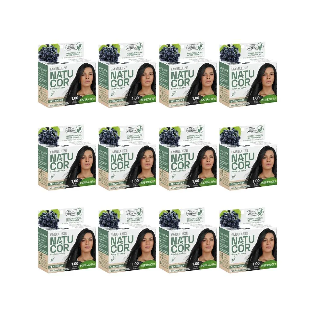 Coloraçao Natucor 1.00 Preto Intenso - Kit C / 12un