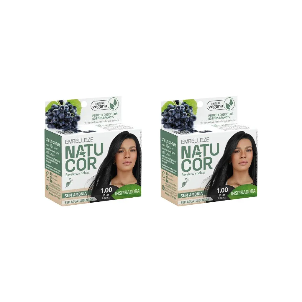 Coloraçao Natucor 1.00 Preto Intenso - Kit C / 2un