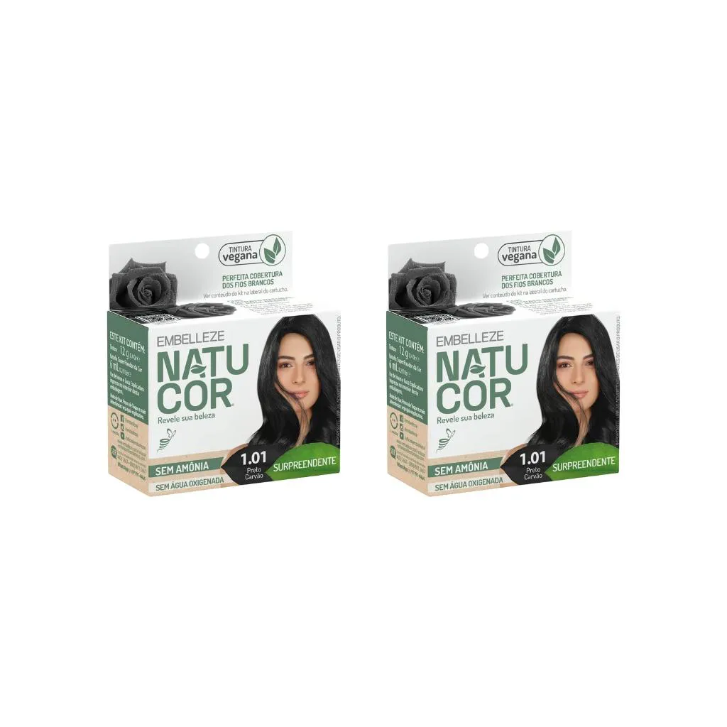 Coloraçao Natucor 1.01 Preto Carvao - Kit C / 2un