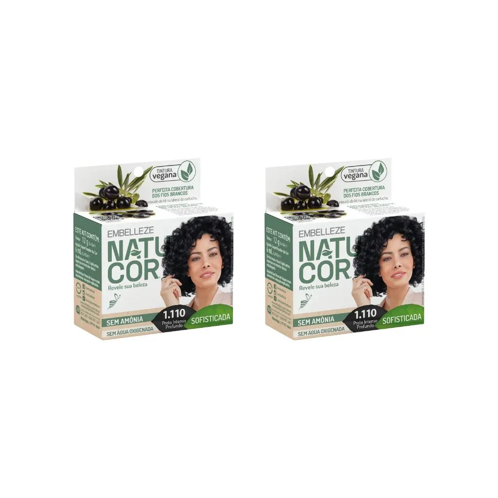 Coloraçao Natucor 1.110 Preto Intenso Profundo - Kit C / 2un
