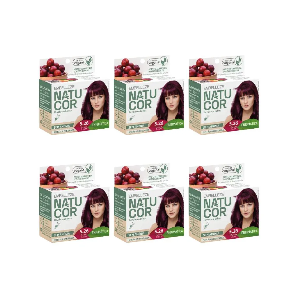 Coloraçao Natucor 5.26 Marsala Escuro - Kit C / 6un