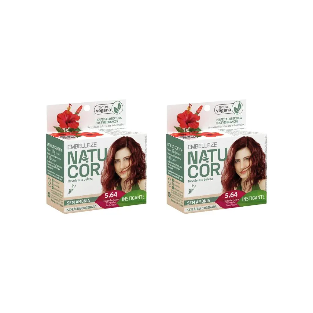 Coloraçao Natucor 5.64 Cast Claro Vermelho Acob - Kit C / 2un