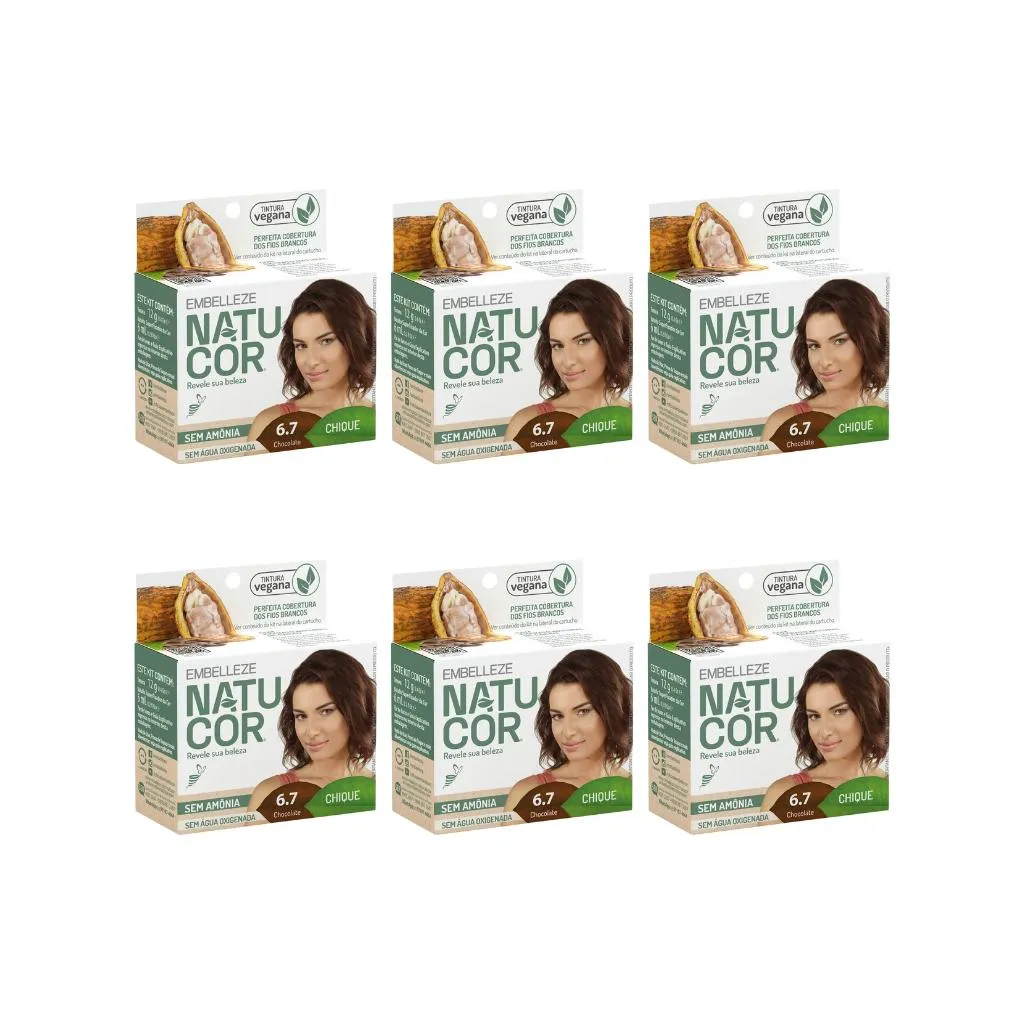 Coloraçao Natucor 6.7 Chocolate - Kit C / 6un