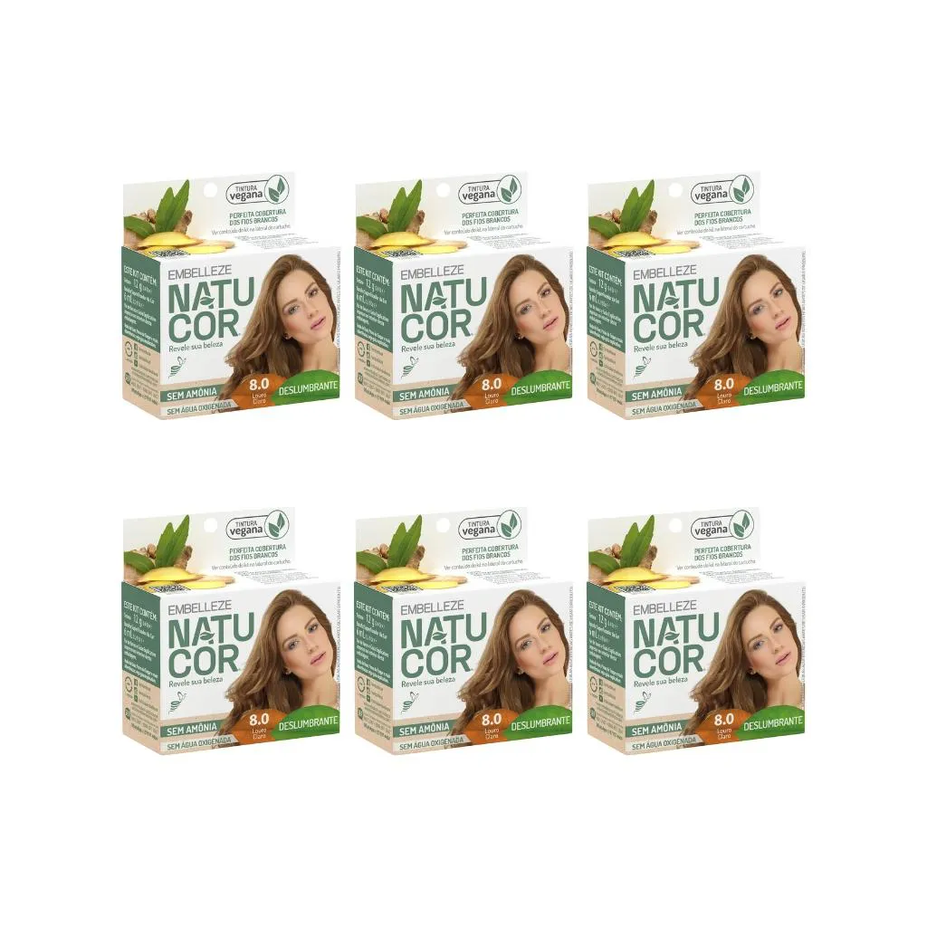 Coloraçao Natucor 8.0 Louro Claro - Kit C / 6un