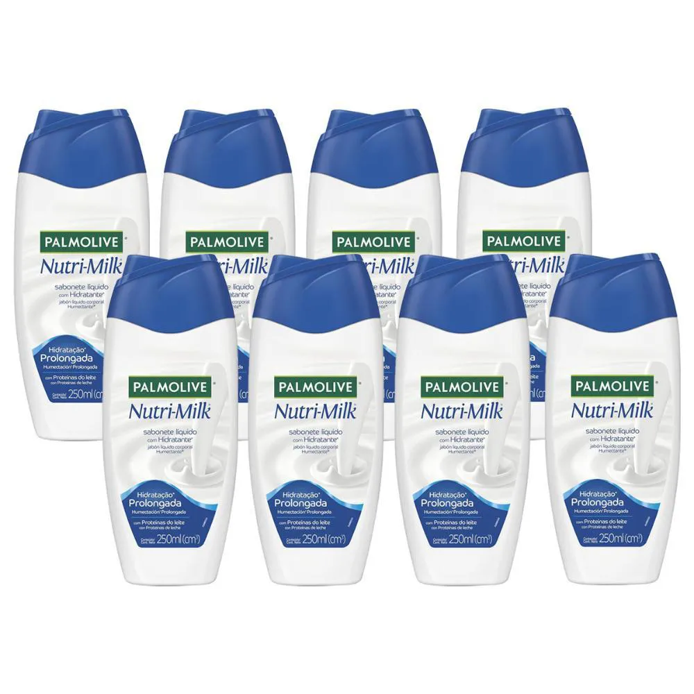 Kit 8 Sabonetes Líquido Palmolive Nutri-Milk Hidratante 250ml Cada