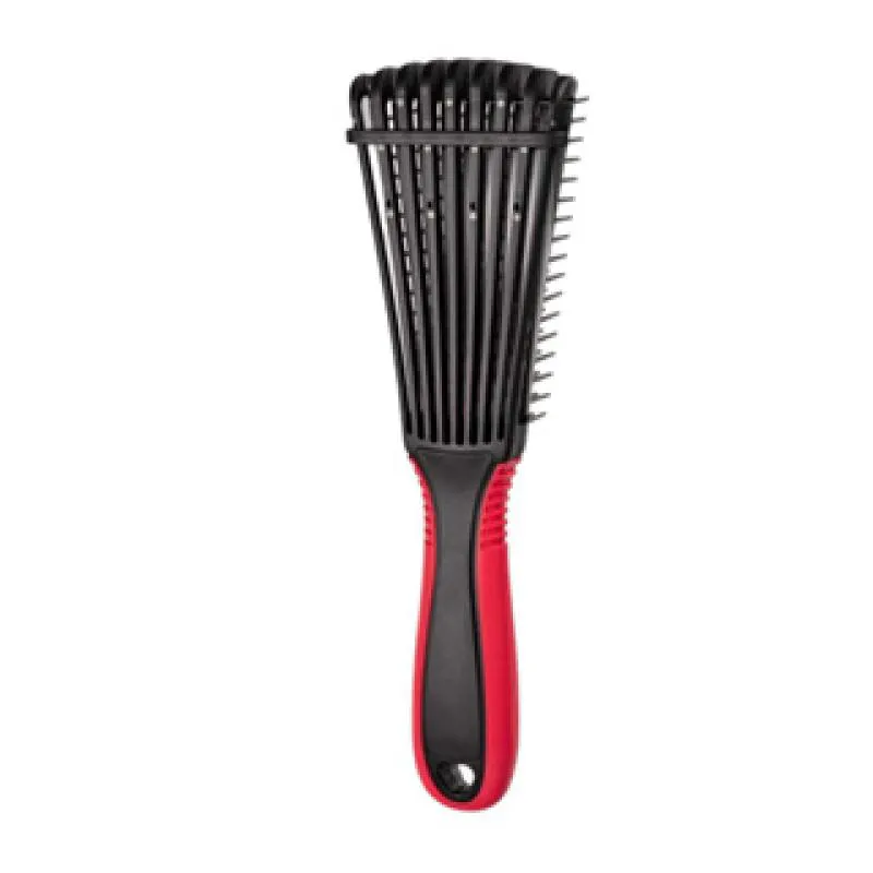 ESCOVA POLVO WONDER CURLY PROFISSIONAL CABO ANTIDESLIZANTE FITAGEM E CACHOS PRO ART OFICIAL - PRETA E VERMELHO