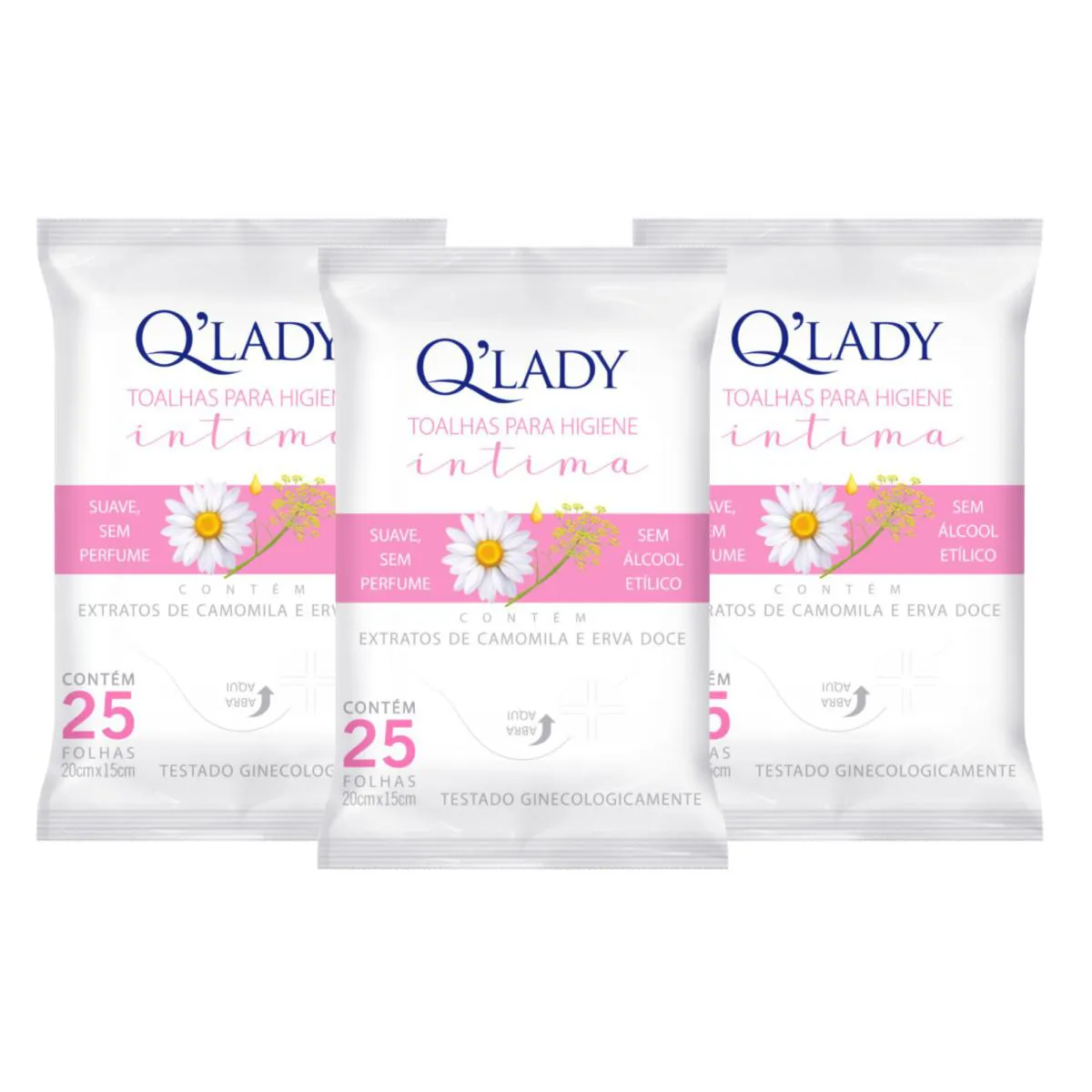 Kit C3 Toalhas Descartável Íntima sem Perfume Q Lady