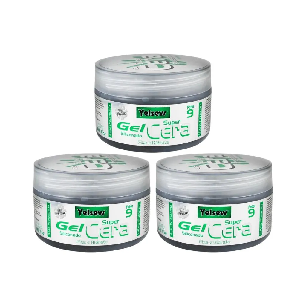 Gel Cera Fixador Yelsew Super Cera 240g - Kit C / 3un