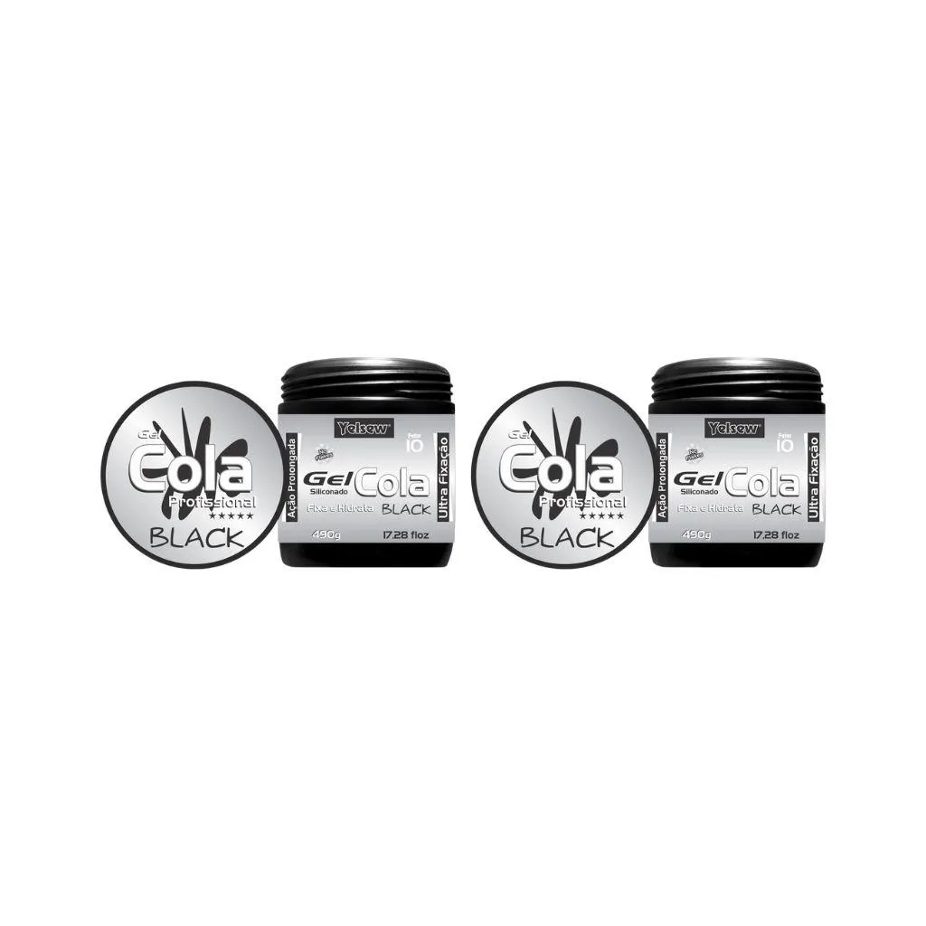 Gel Cola Fixador Yelsew Black 490g - Kit C / 2un