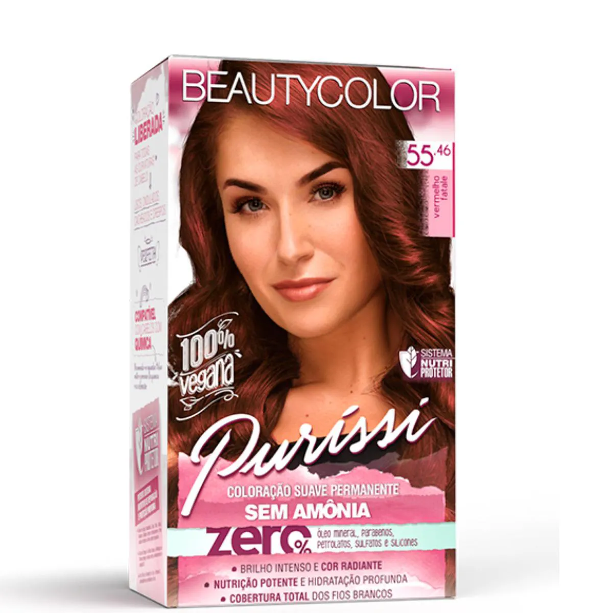 Purissí Coloração Suave Permanente sem Amônia 55.46 Vermelho Fatale Beautycolor
